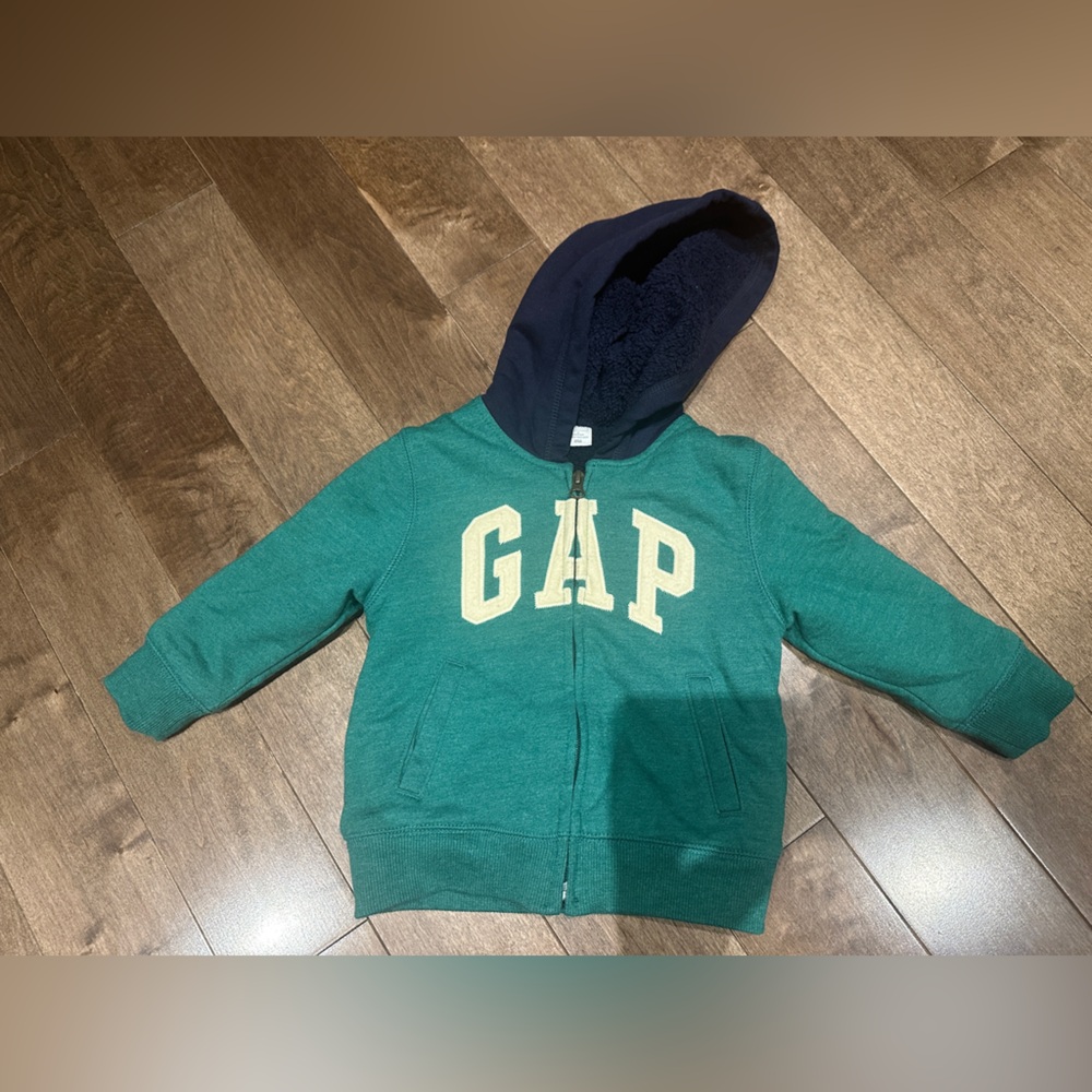 GAP Kids Green Hoodie with Navy Hood